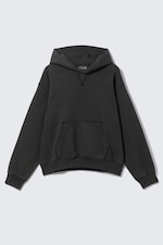 Washed Black - Boxy Cotton Fleece Hoodie - 3
