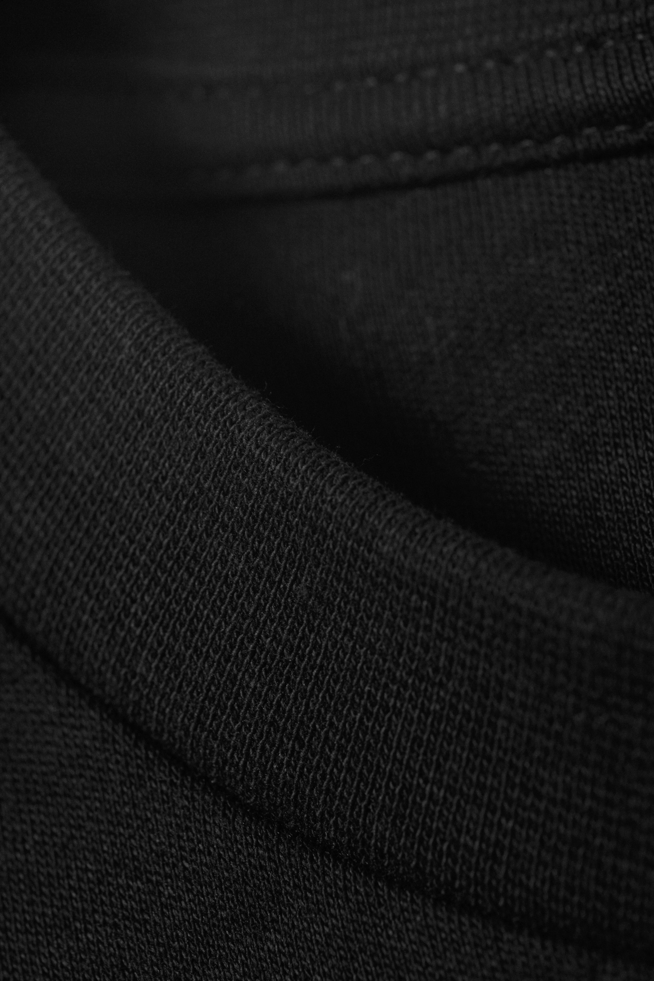 Black - Long-Sleeved Cotton Mini Dress - 8