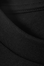 Black - Long-Sleeved Cotton Mini Dress - 8