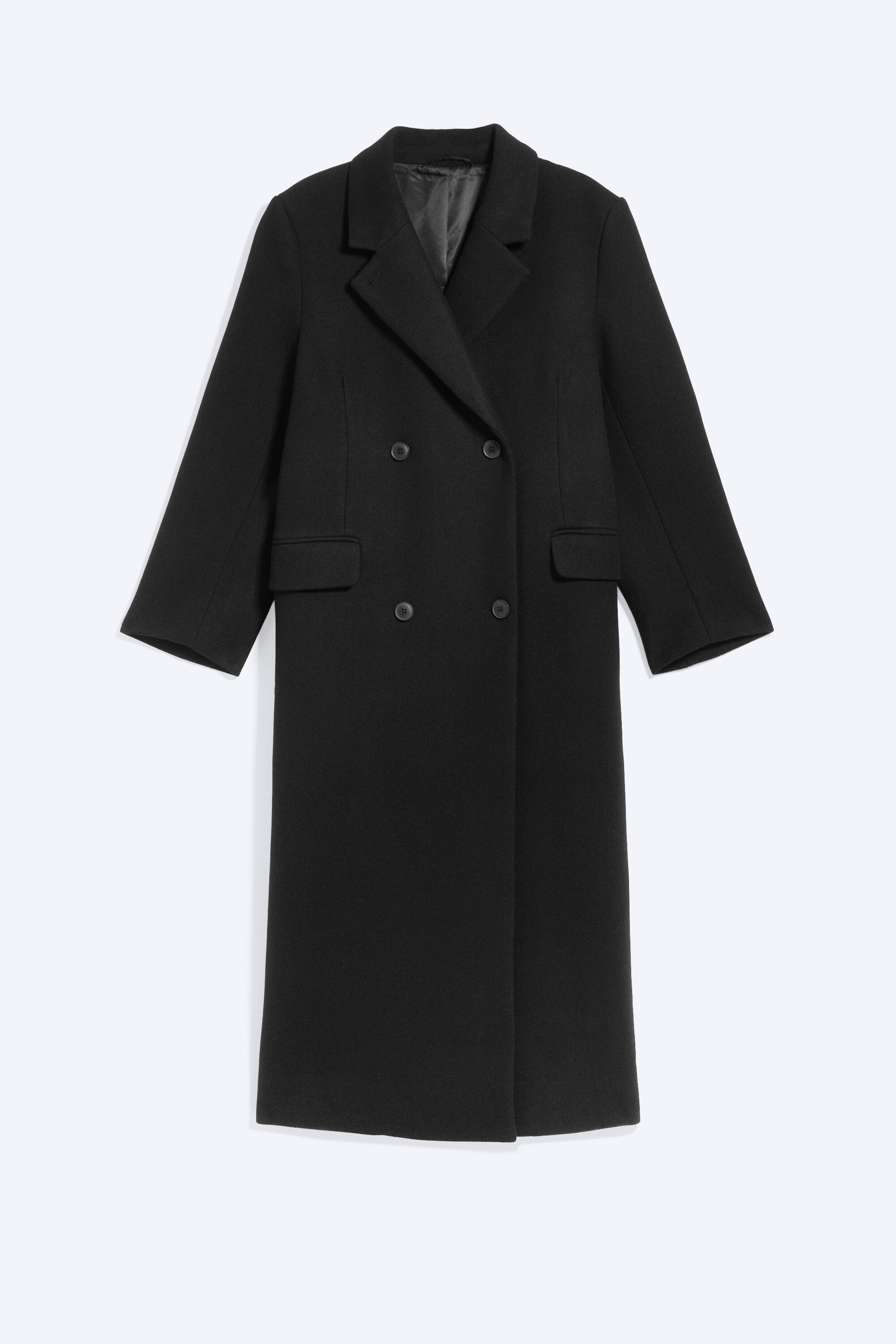 Black - LOGAN DOUBLE-BREASTED WOOL-BLEND COAT - 5