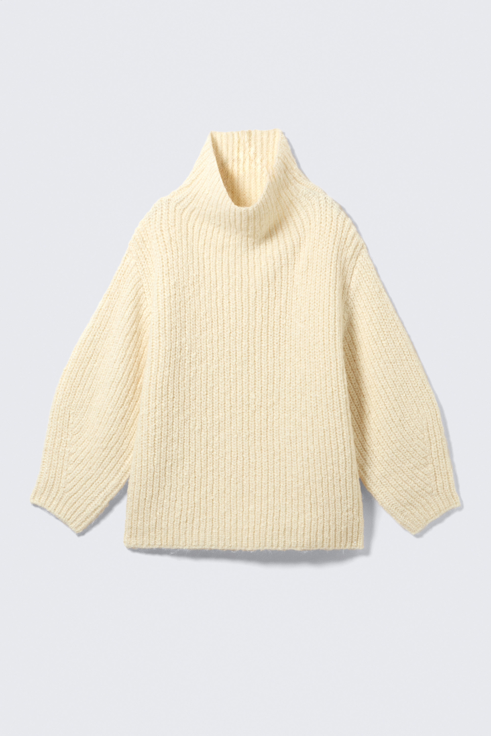 Ljusgul - Oversized stickad turtleneck - 1