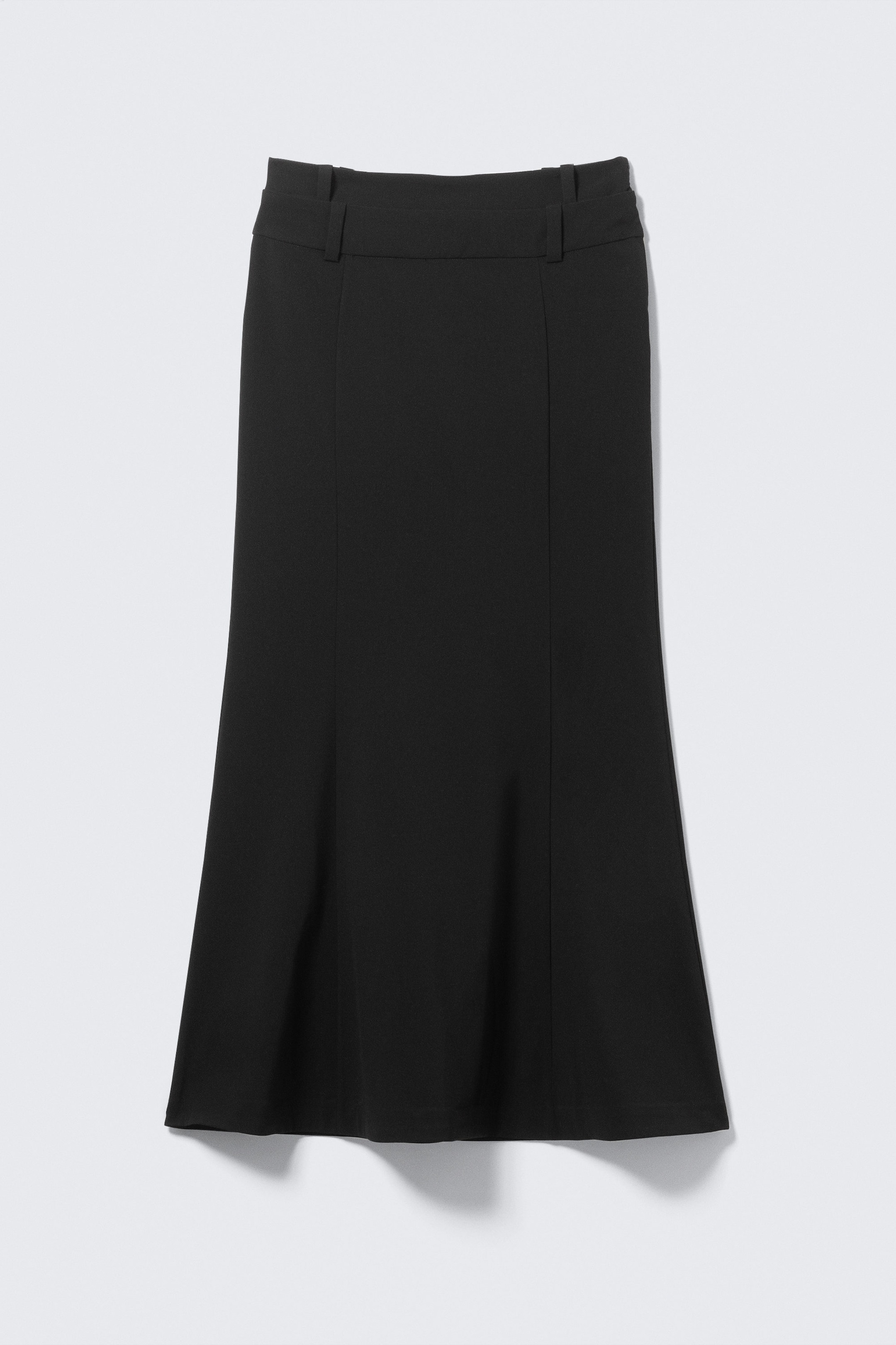Black - Low-Rise Flared Suiting Maxi Skirt - 5