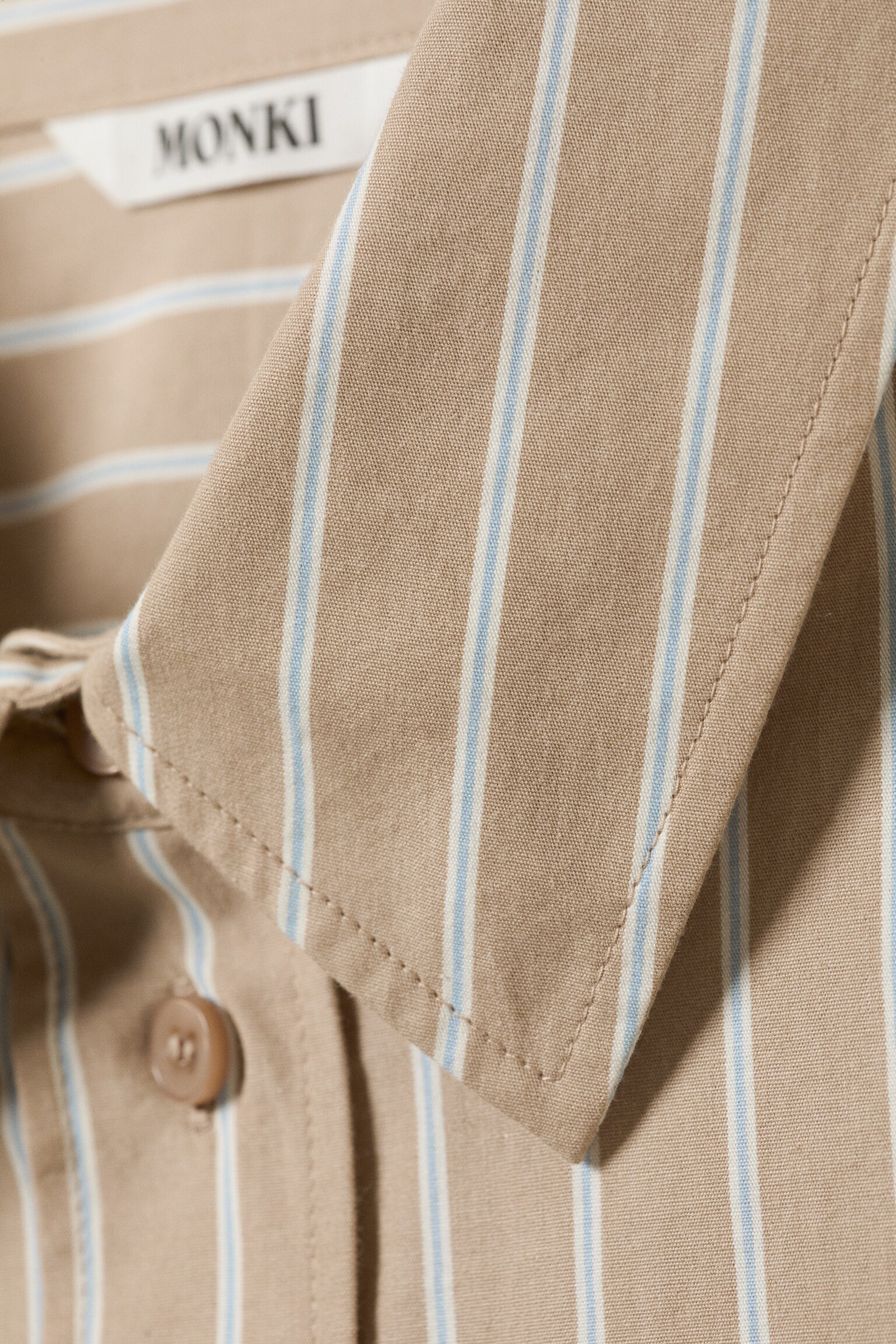 Oversized Langarmhemd - Beige gestreift/Hellgelb - Punkte - 5