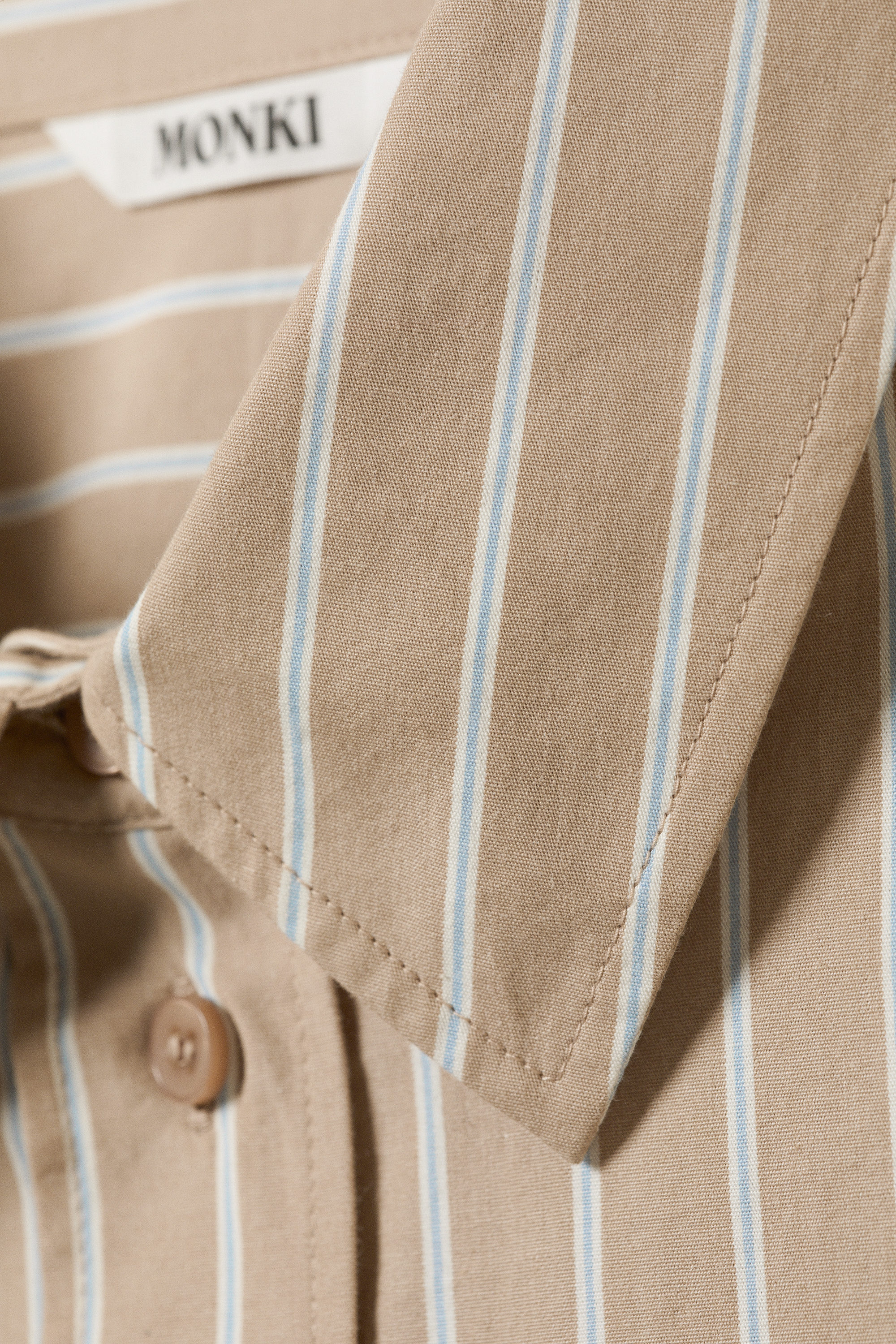 Striped Beige - Oversized Long-Sleeved Shirt - 5