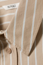 Striped Beige - Oversized Long-Sleeved Shirt - 5