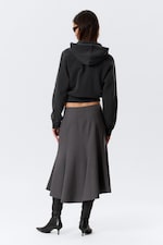 Striped Dark Grey - Midi Slim Volume Skirt - 3