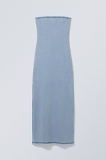Verwaschenes Blau - Schlauchkleid Tania mit Washed-Effekt - 0