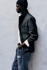 Striped Black - Single-breasted wool-blend blazer - 3
