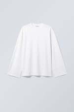 Wit - Oversized T-shirt met lange mouwen - 3