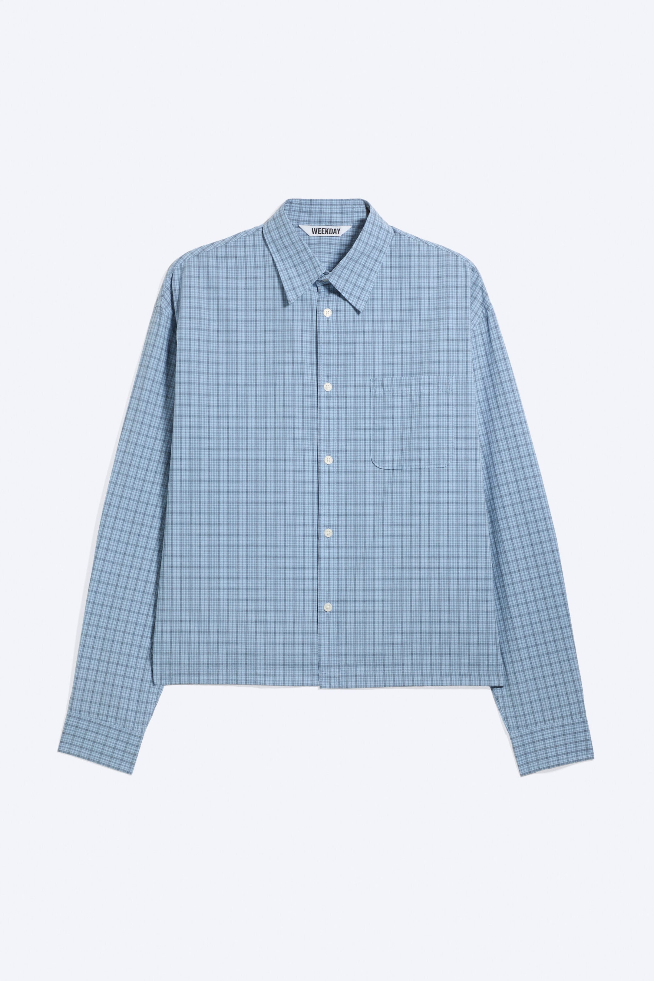 Checked Blue - Chemise carrée décontractée en popeline - 1