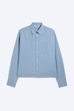Checked Blue - Chemise carrée décontractée en popeline - 0