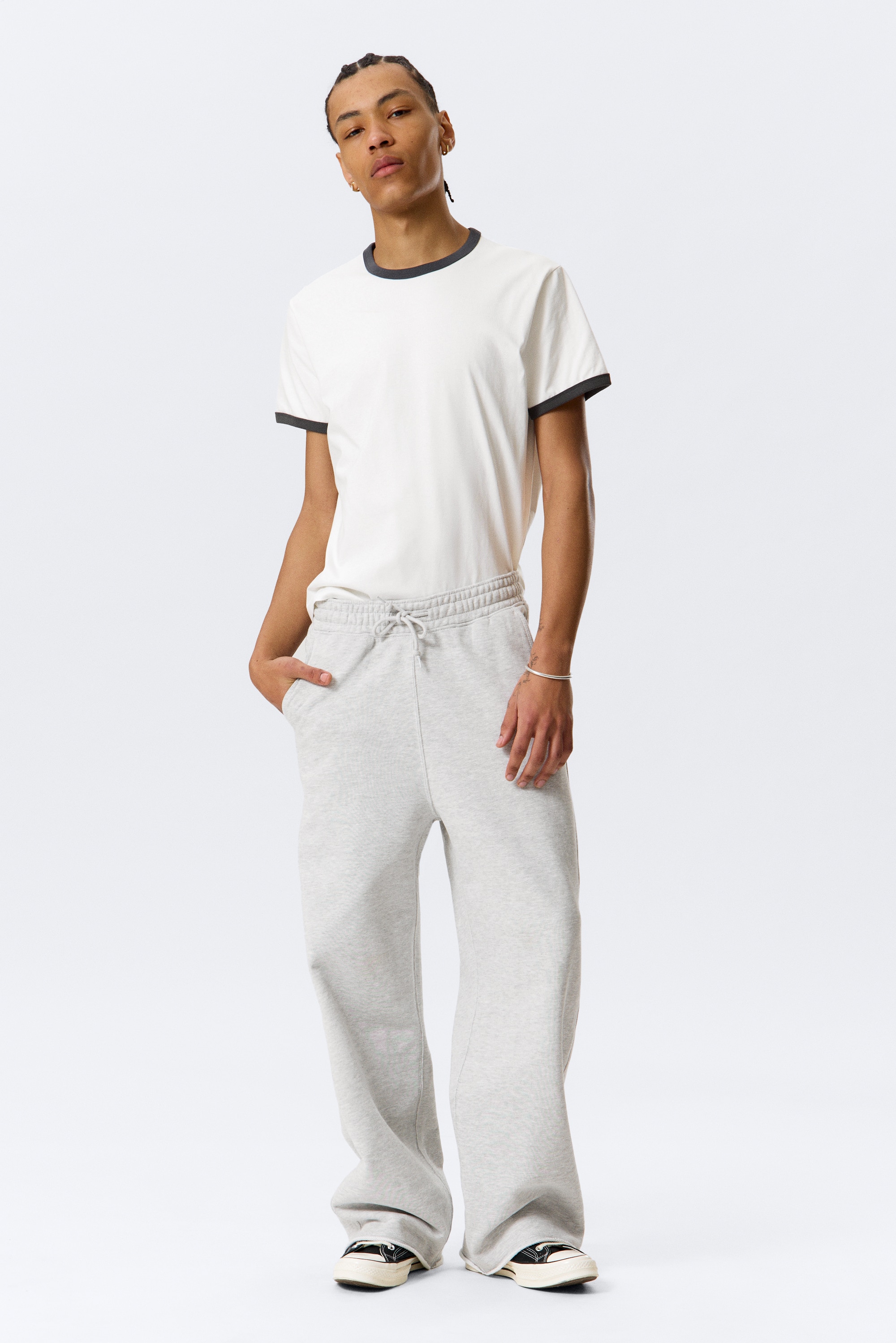 Astro Loose Terry Sweatpants - Light Dusty Grey/Black