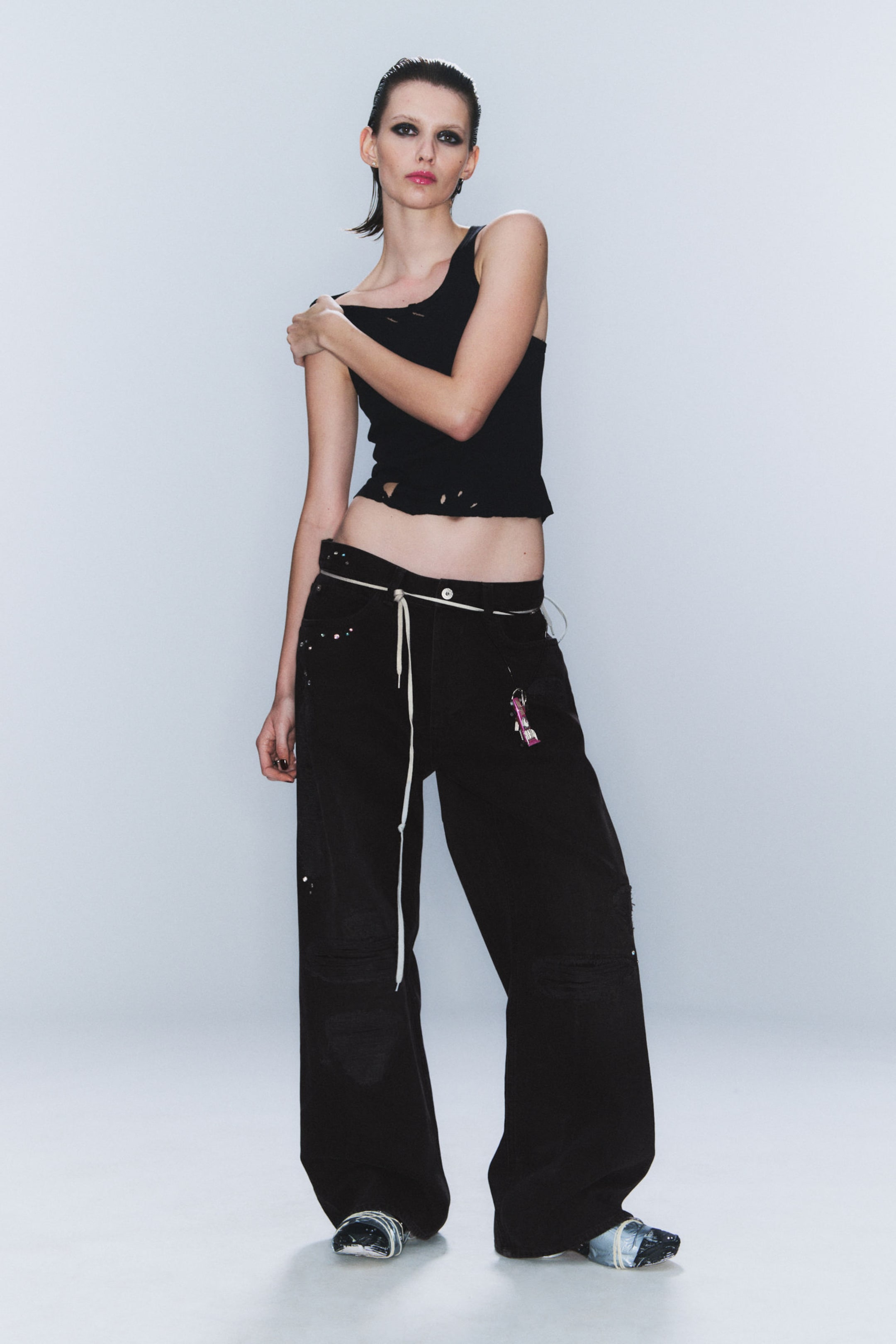 Verblasstes Schwarz - CM x LB Looser Black Crystallised Unisex Jeans - 3