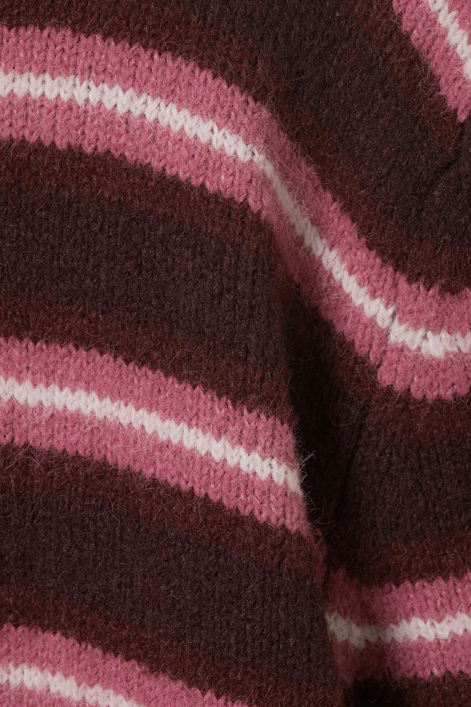 Brushed Knit Buttoned Cardigan - Dark Red & Pink Stripes/Brown/Black/Green Stripes - 4