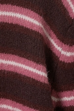 Dark Red & Pink Stripes - Brushed Knit Buttoned Cardigan - 4