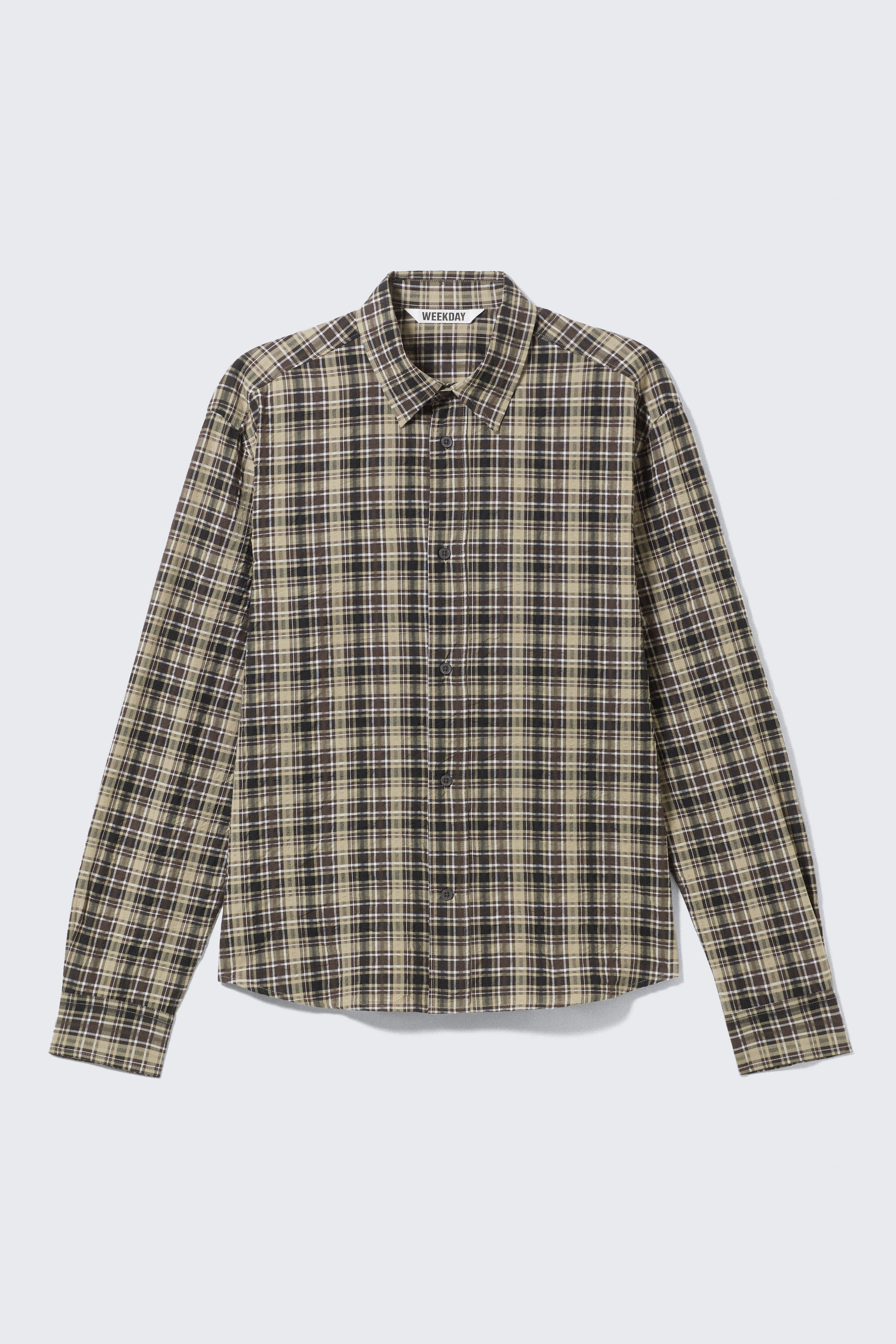 Beige kariert - Entspanntes kariertes Langarmshirt - 1