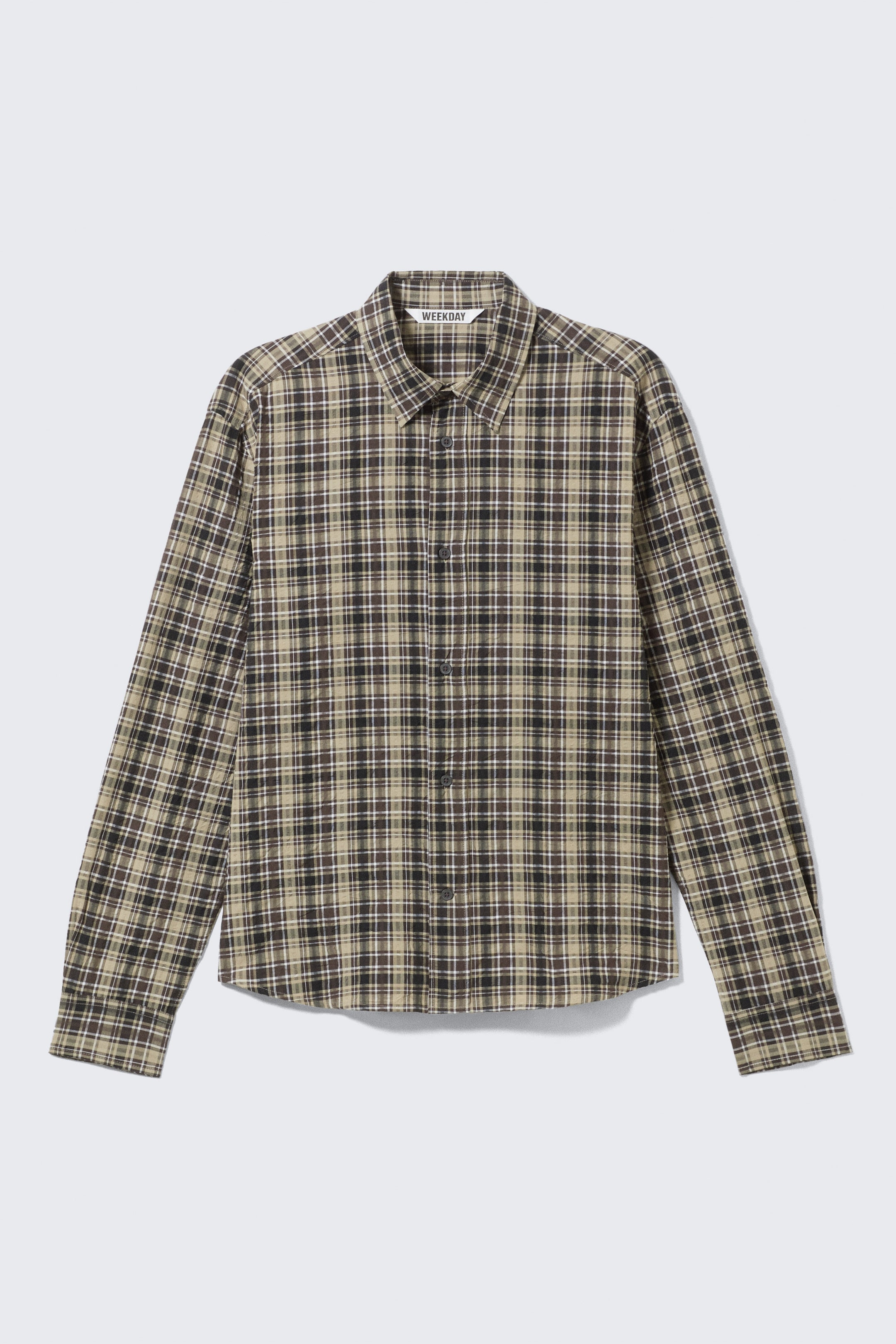 Checked Beige - Relaxed Checked Long-Sleeved Shirt - 3