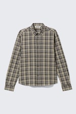 Checked Beige - Relaxed Checked Long-Sleeved Shirt - 3