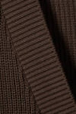 Dunkelbraun - Oversized Cardigan aus Baumwolle mit V-Ausschnitt - 4