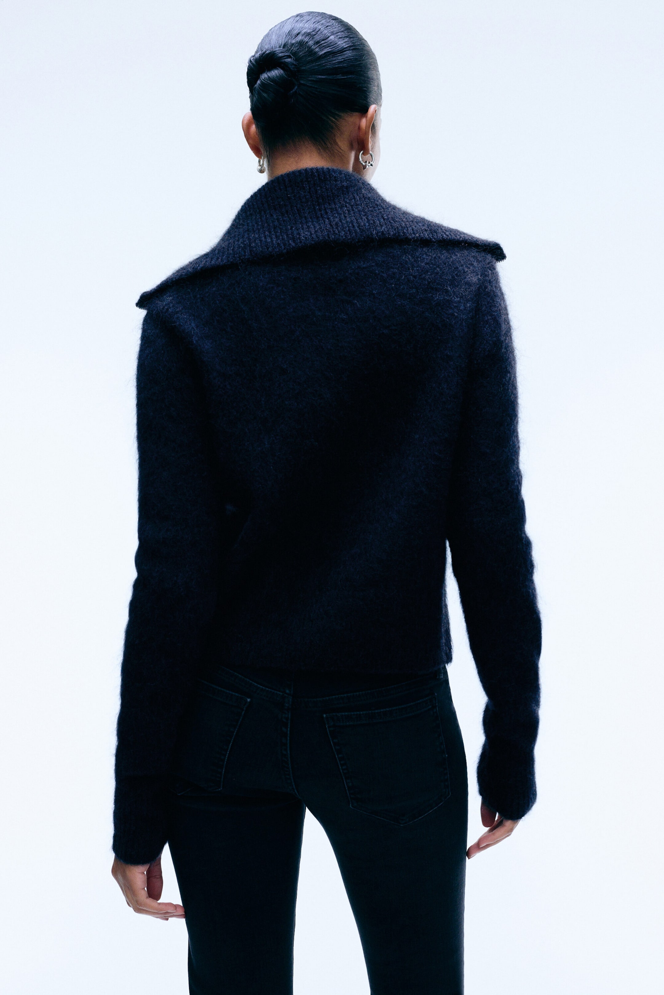 Mørkeblå - Mohairblanding cardigan med glidelås - 3
