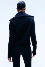 Mørkeblå - Mohairblanding cardigan med glidelås - 3