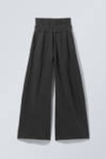 Black - Double-Layered Standard Sweatpants - 5