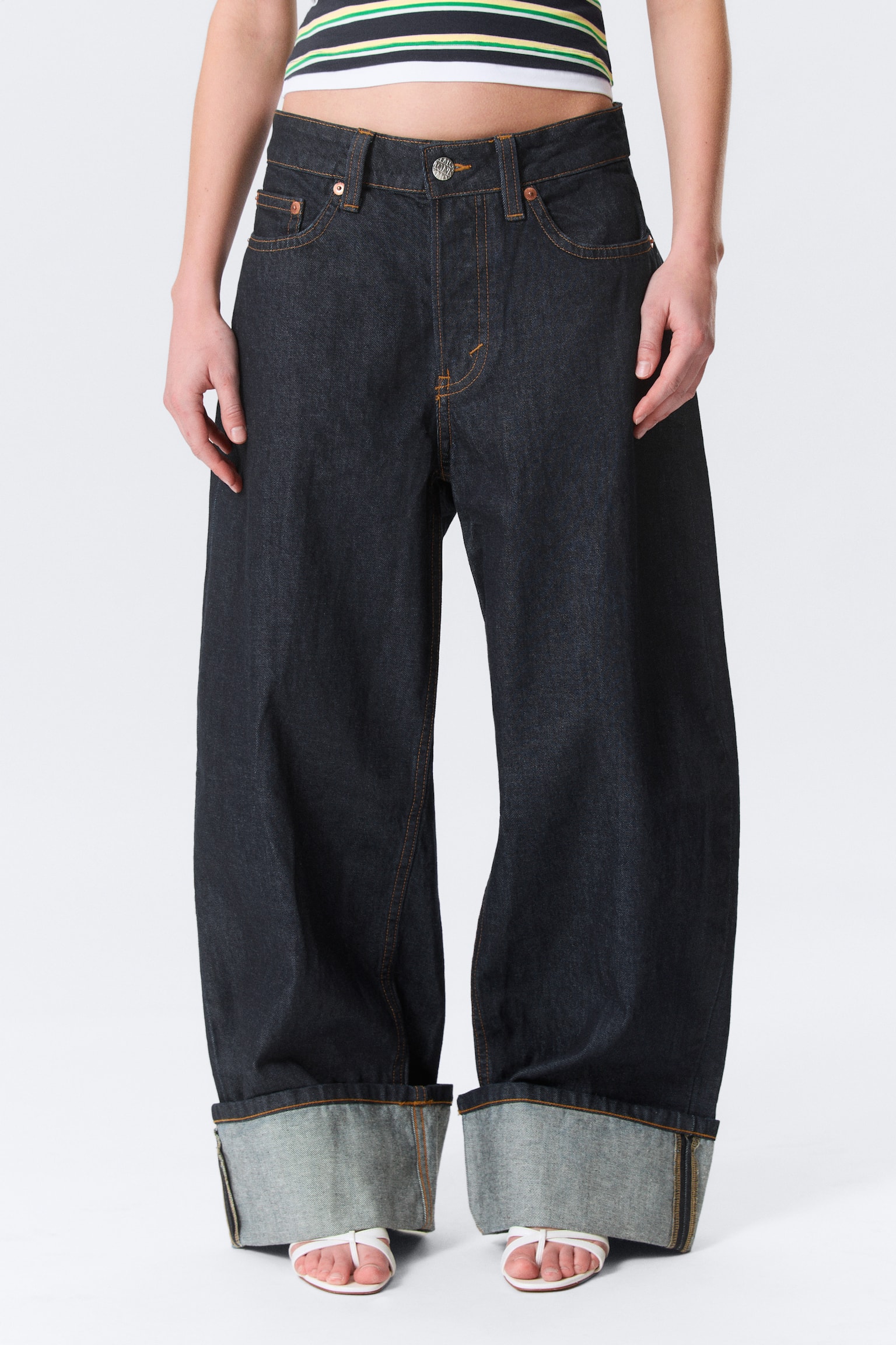 Peggy Low Rise Loose Baggy Leg Jeans - Blue Rinse – mørkeblå/Blå - Oprul - 6