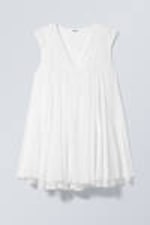 White - Flowy V-Neck Mini Dress - 3