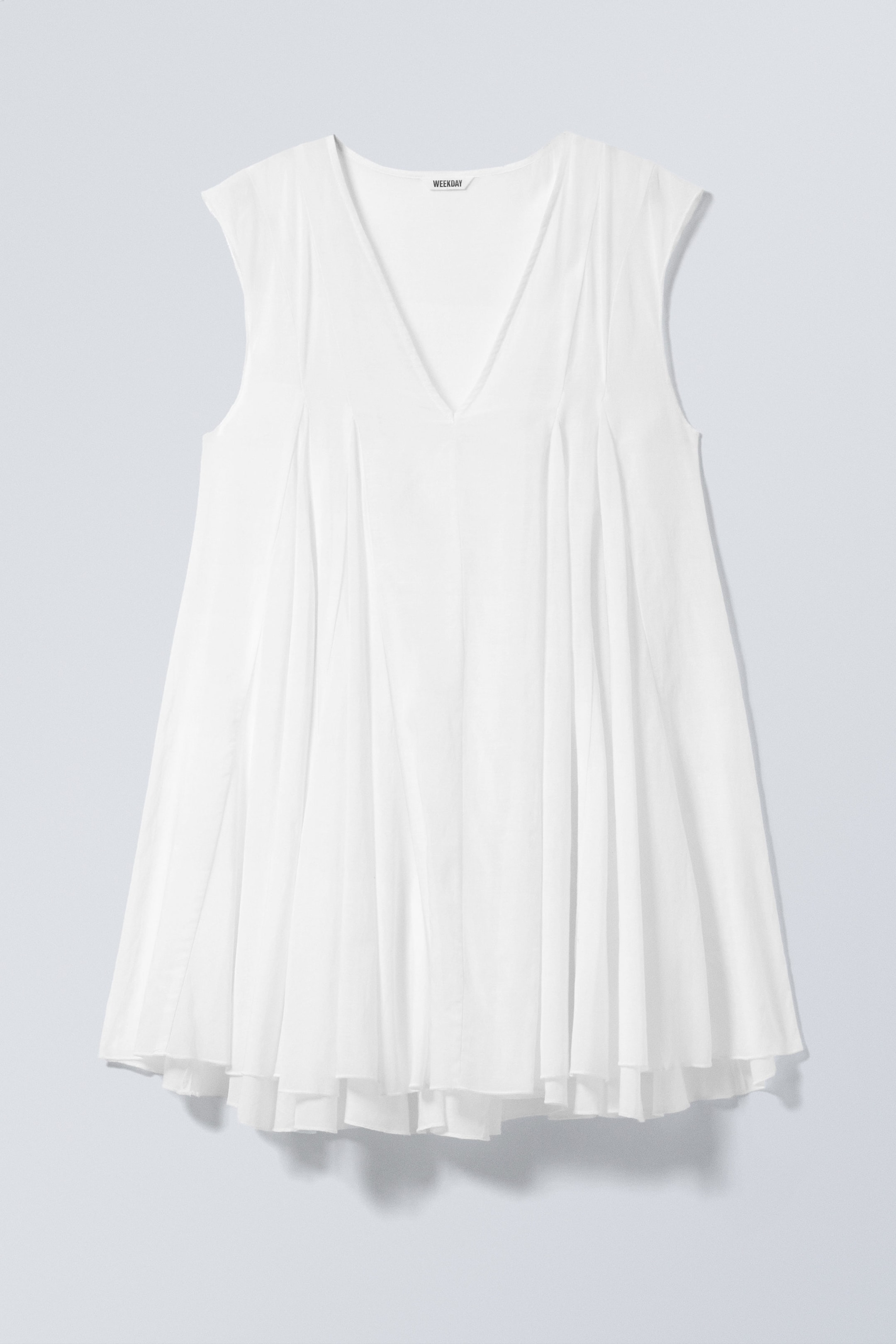 White - Flowy V-Neck Mini Dress - 1
