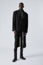 Black - Single-Breasted Relaxed Tailored Blazer - 1