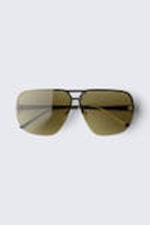 Silver - Grön Linser - Tonade ovala unisex-solglasögon - 3