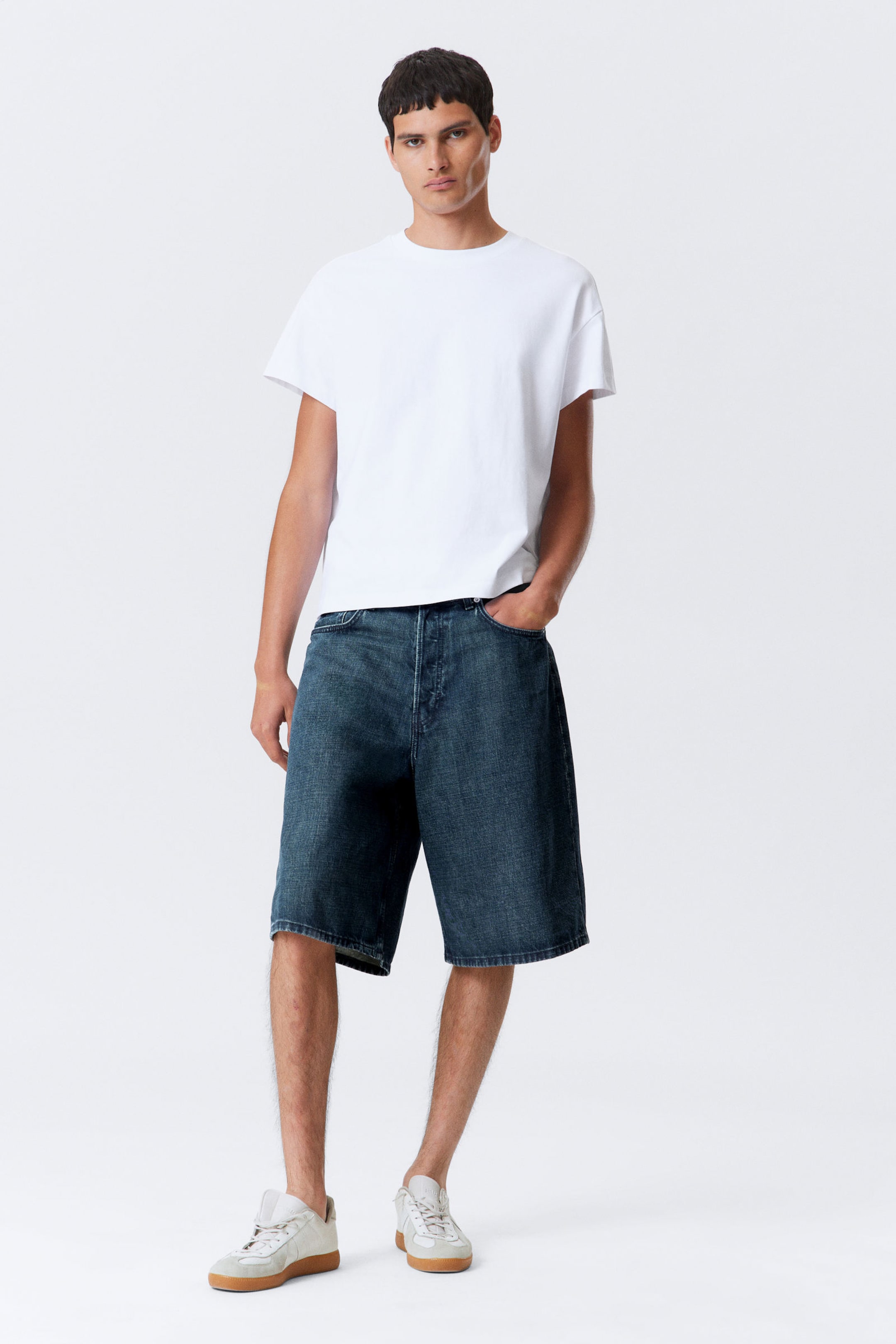 #FFFFFF - Cap-Sleeved Boxy Cotton T-shirt - 2