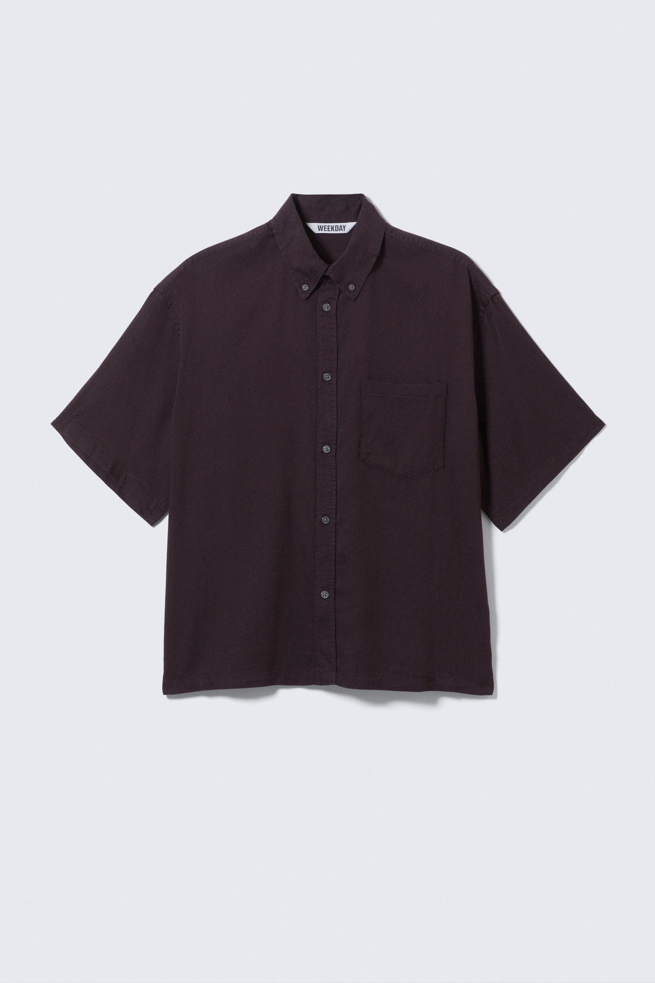 Dark Brown - Oversized Draped Boxy Short-Sleeved Shirt - 4