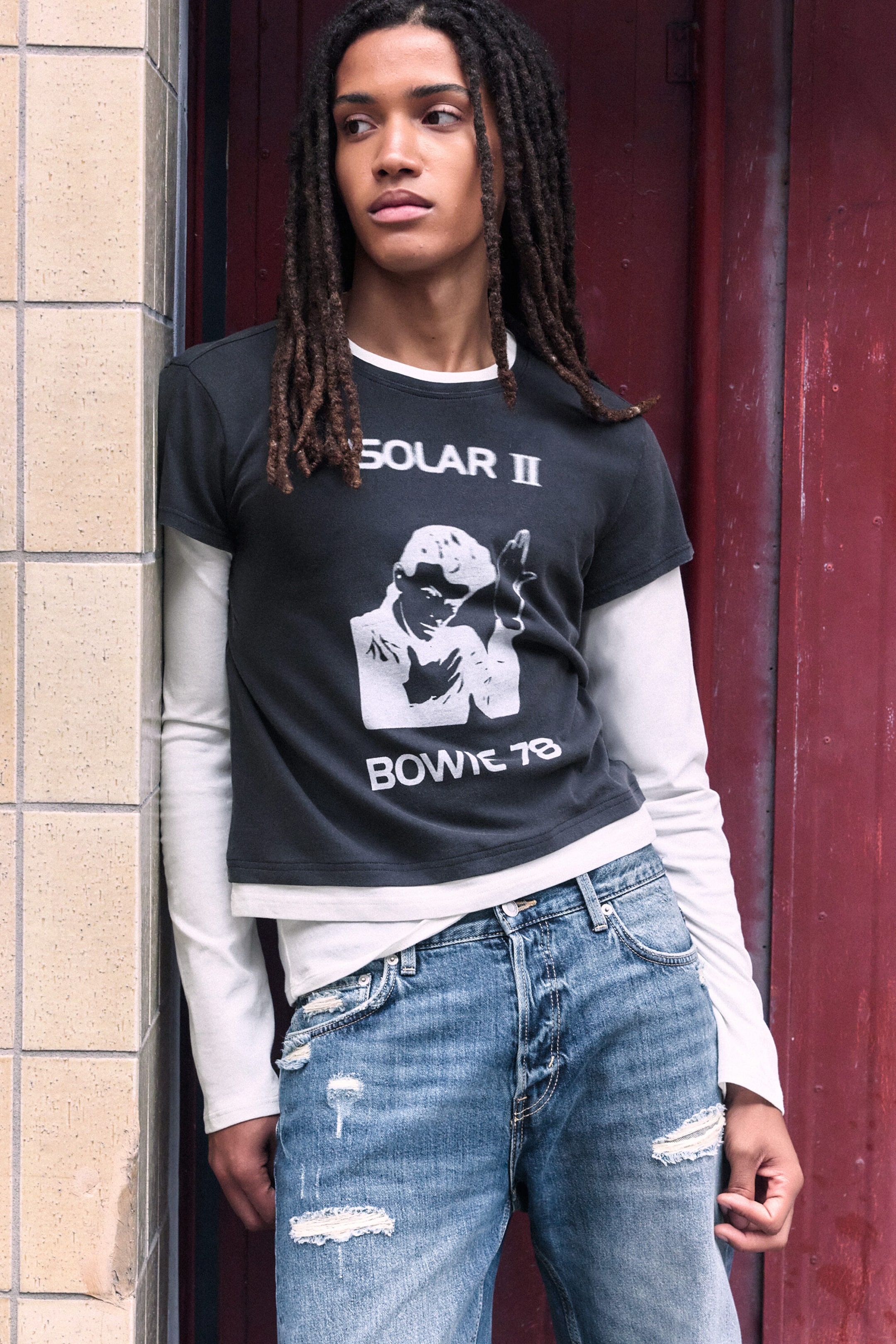 Off-black - Bowie Double-Layer Long-Sleeved T-shirt - 1