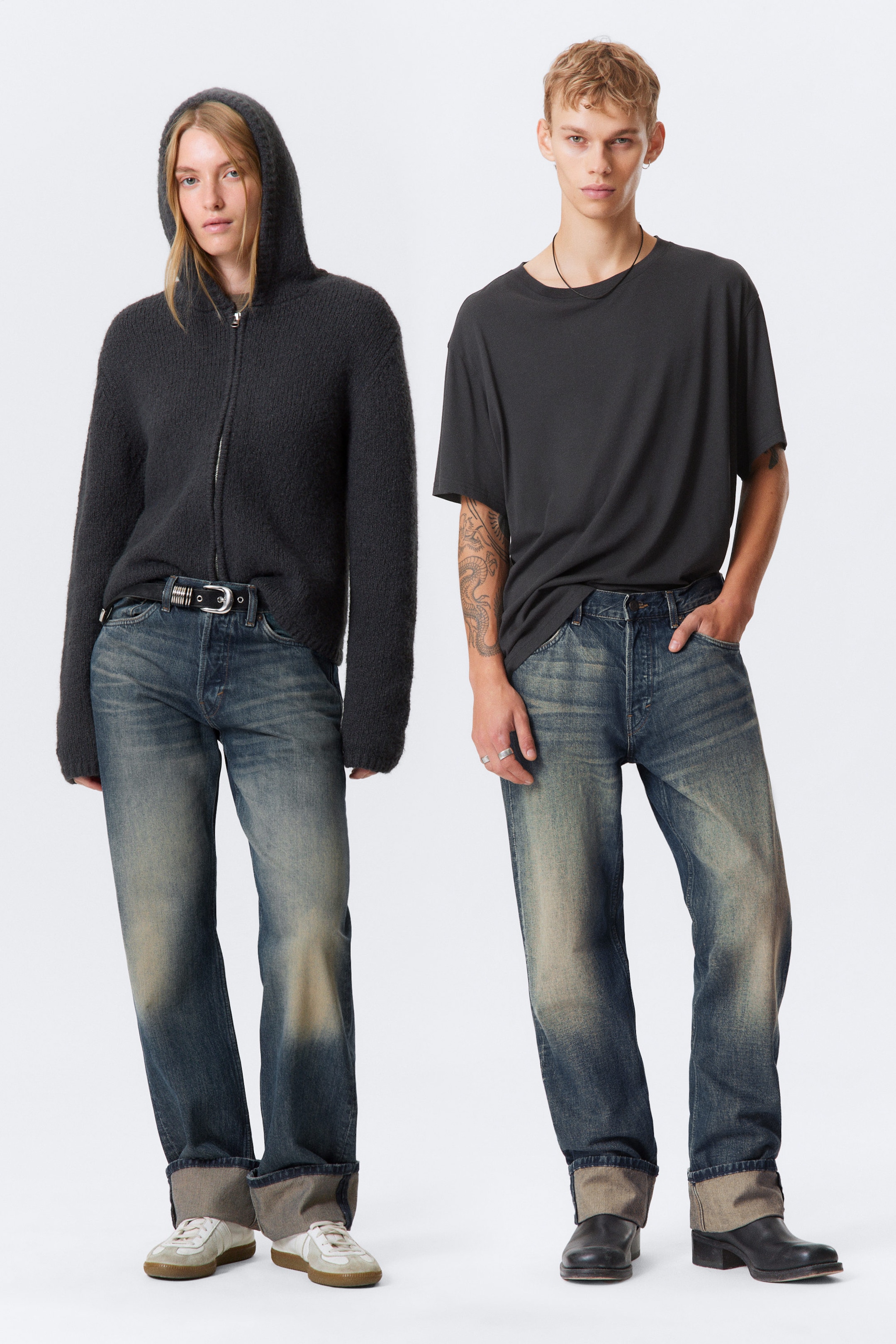 Baltic Blue – Dark Blue - Orbit Mid Rise Regular Fold-Up Jeans - 1