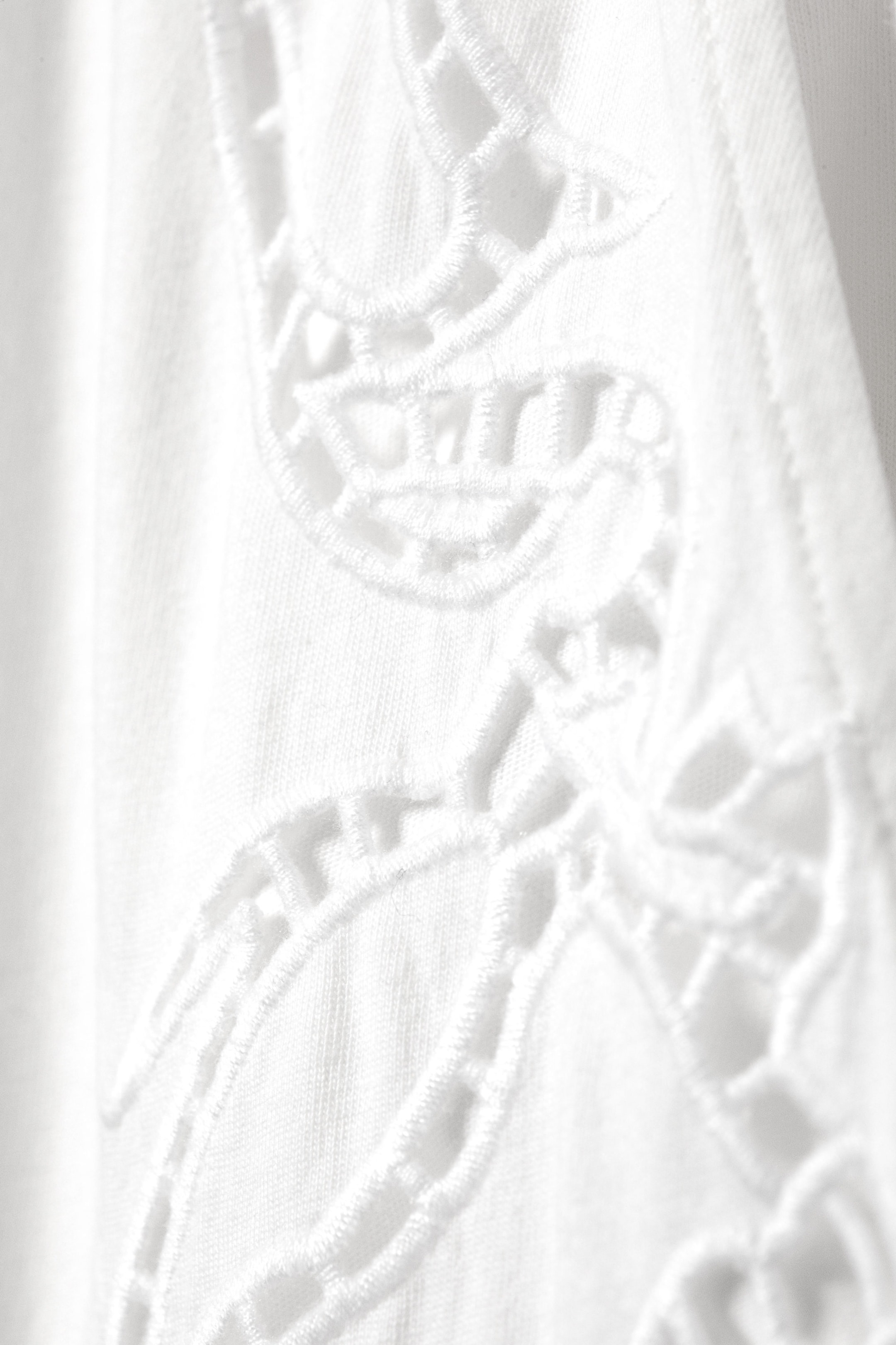 White - Broderie Anglaise Loose Fit Trousers - 1