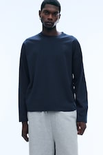 Dark Blue - Oversized long-sleeved boxy - 0