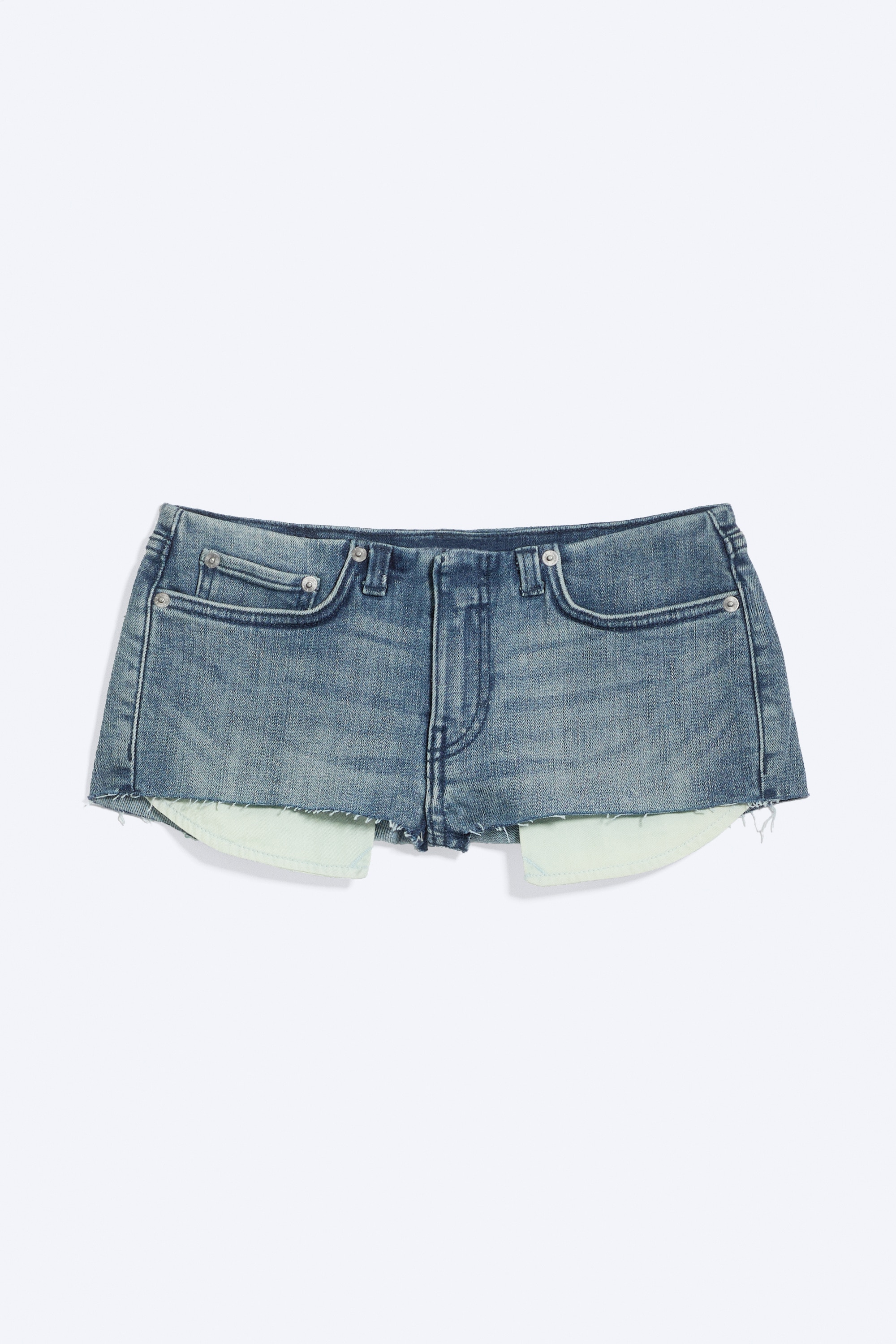 Hotpants Hour Slim a vita bassa in denim - Gloria Blue - Blu medio