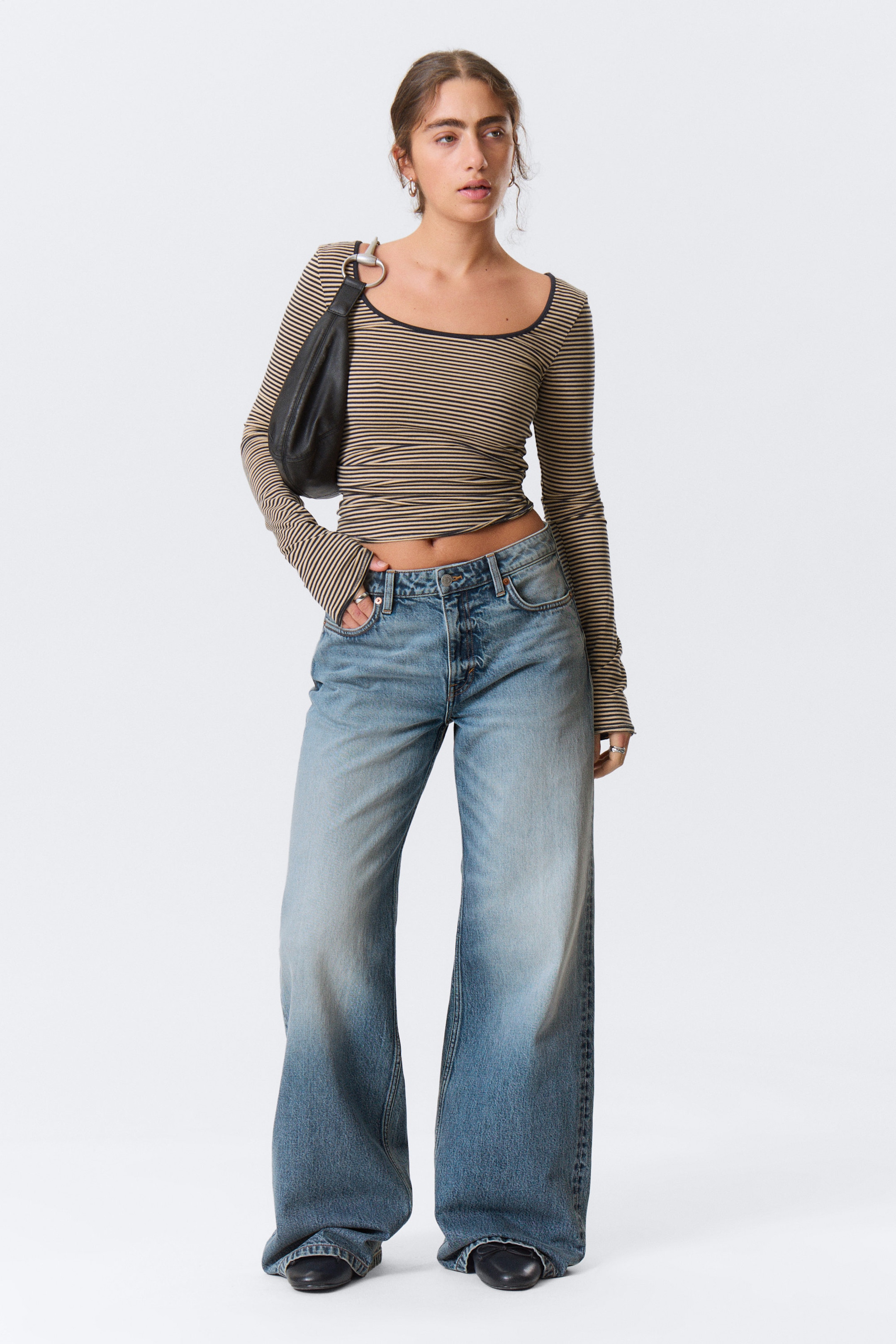 Blue Horses - Medium Blue - Paz Mid Rise Wide Leg Jeans - 1