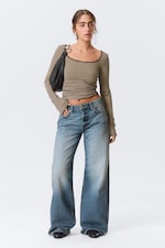 Blue Horses - Medium Blue - Paz Mid Rise Wide Leg Jeans - 0