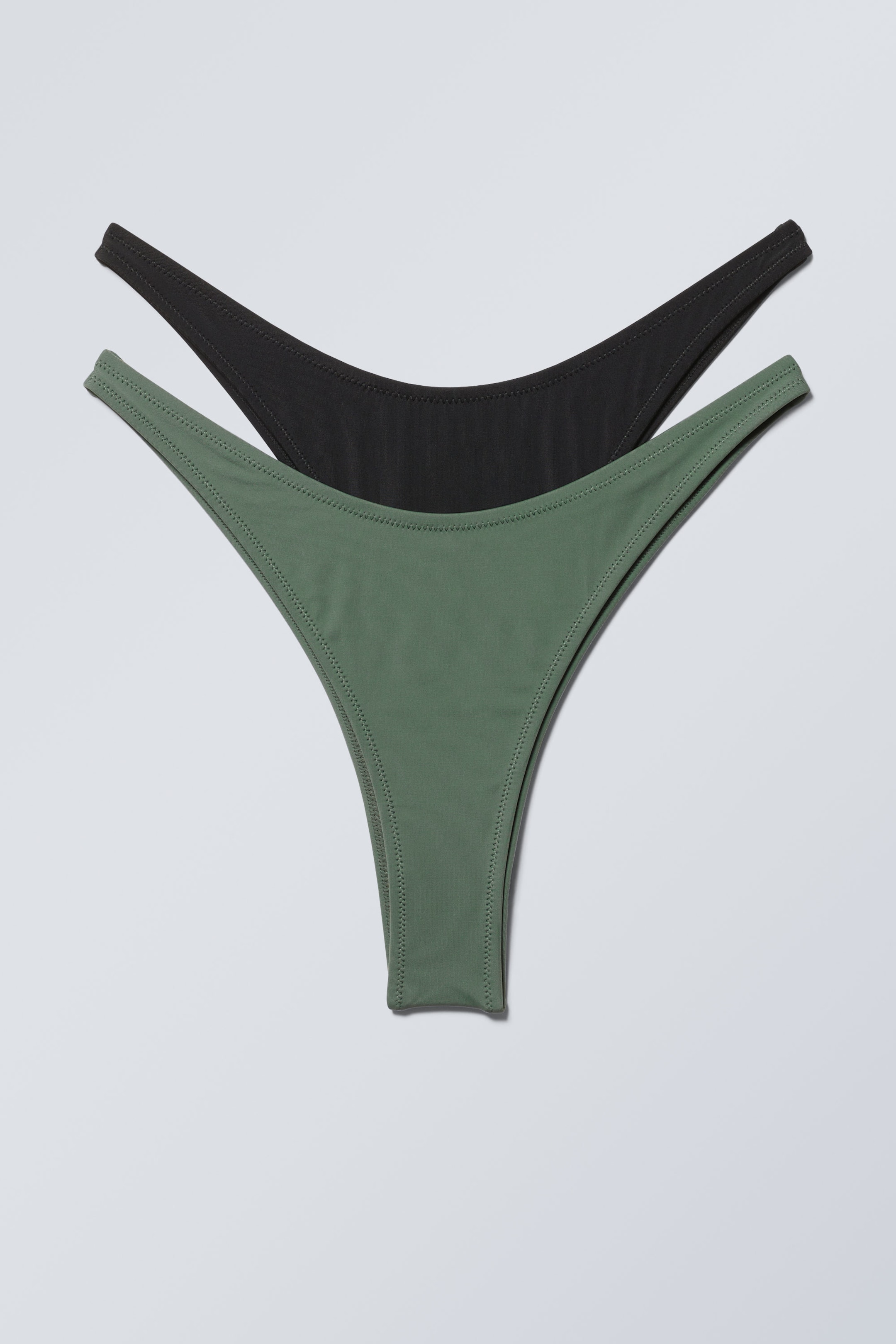 Schwarzes Khaki - 2er-Pack Brazilian-Bikinihose