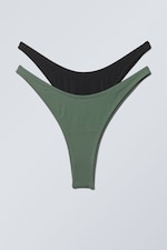 Schwarzes Khaki - 2er-Pack Brazilian-Bikinihose - 0