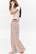 Pink & Weiß kariert - Flanell-Pyjamahose - 2