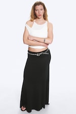 Svart - Mid Waist Maxi-kjol - 0