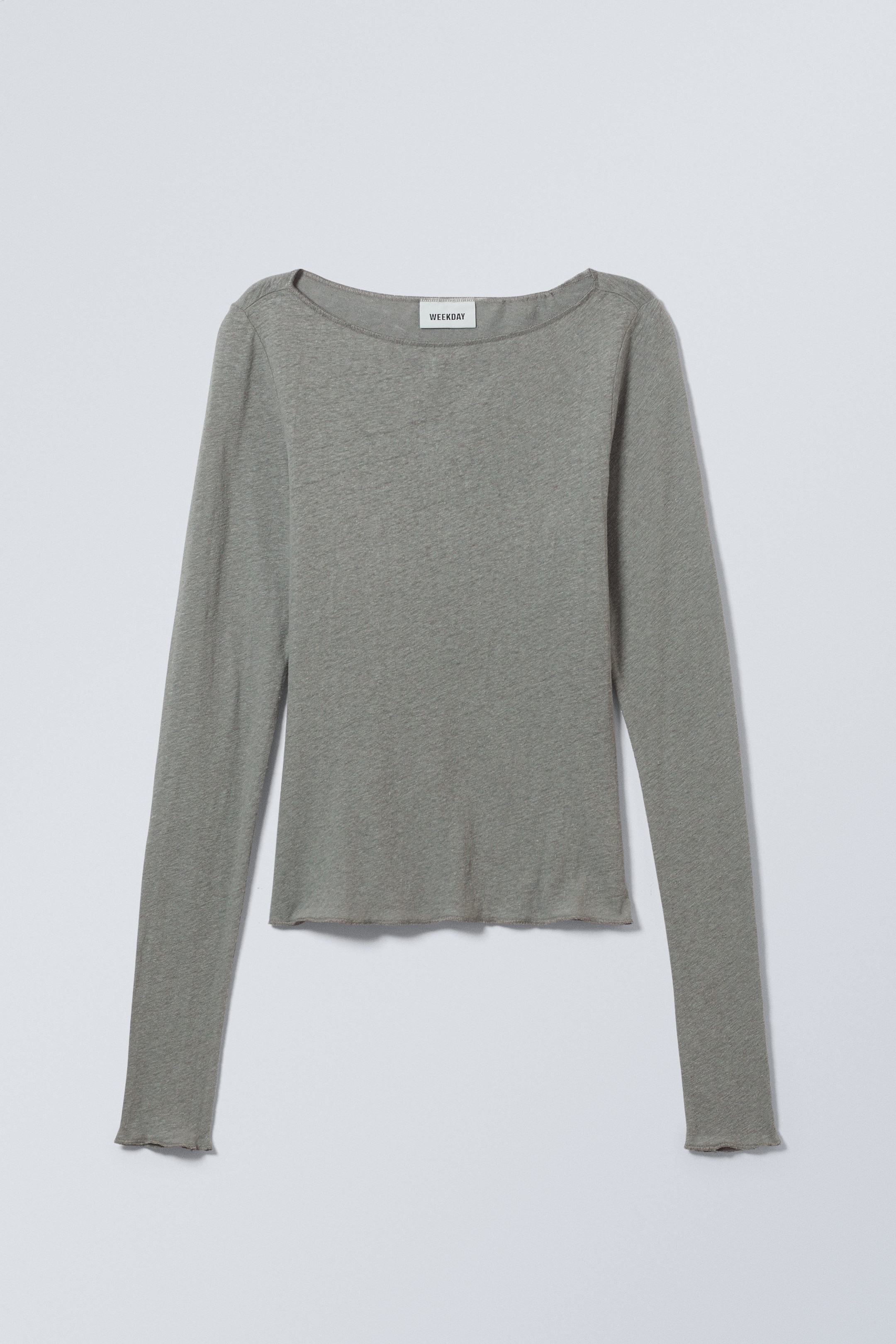 Soft Green - Linen Blend Long Sleeve Top - 1