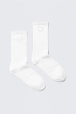 Vit - Crewstrumpor med utskärning - 0