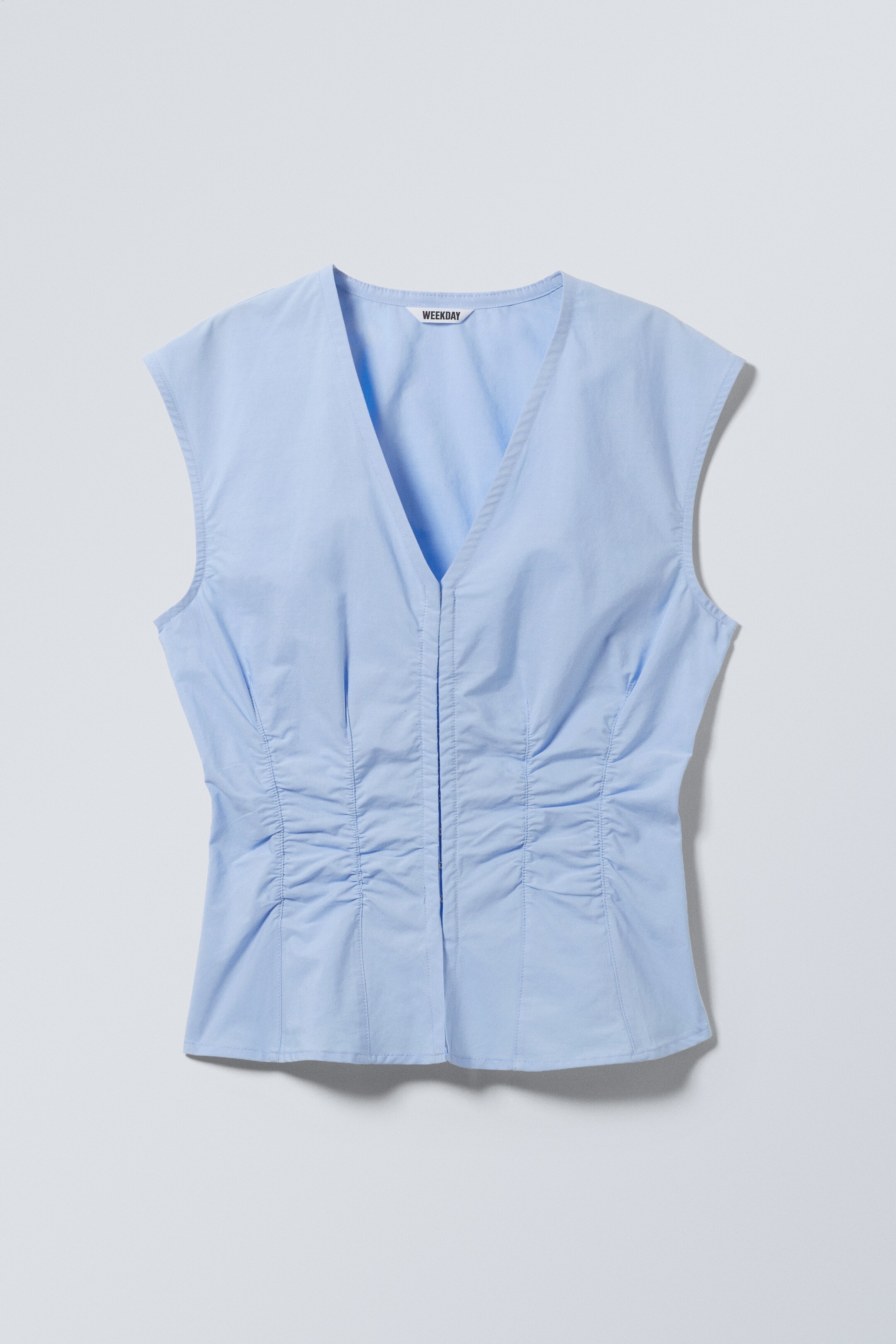 Ver imagem maior: Top sem mangas franzido em popelina - Azul claro - SENHORA | H&M PT 1