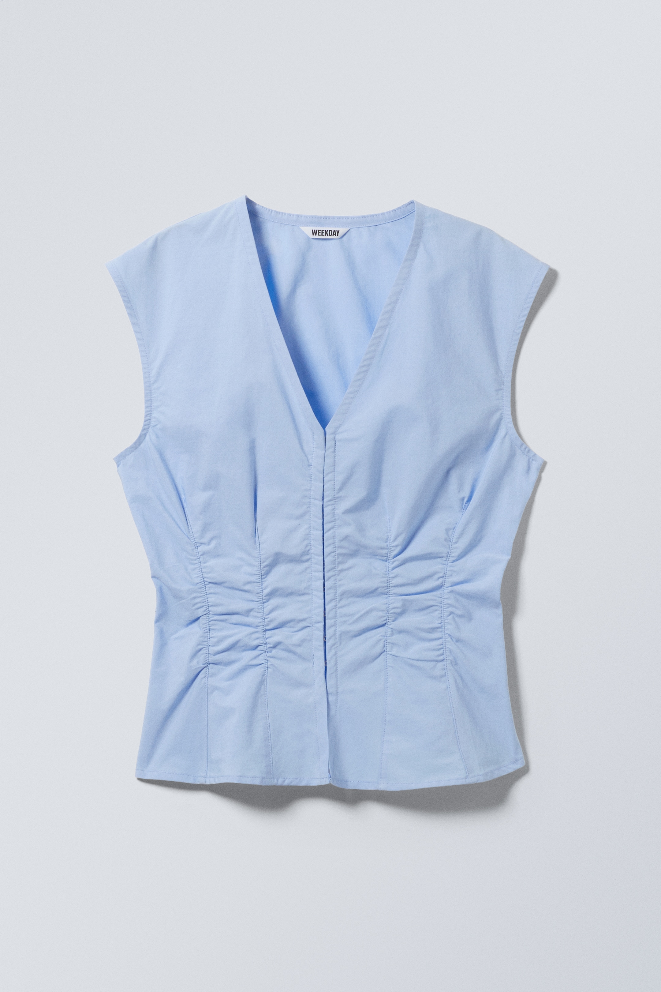 Visualizza immagine più grande: Top arricciato in popeline senza maniche - Azzurro - DONNA | H&M IT 1