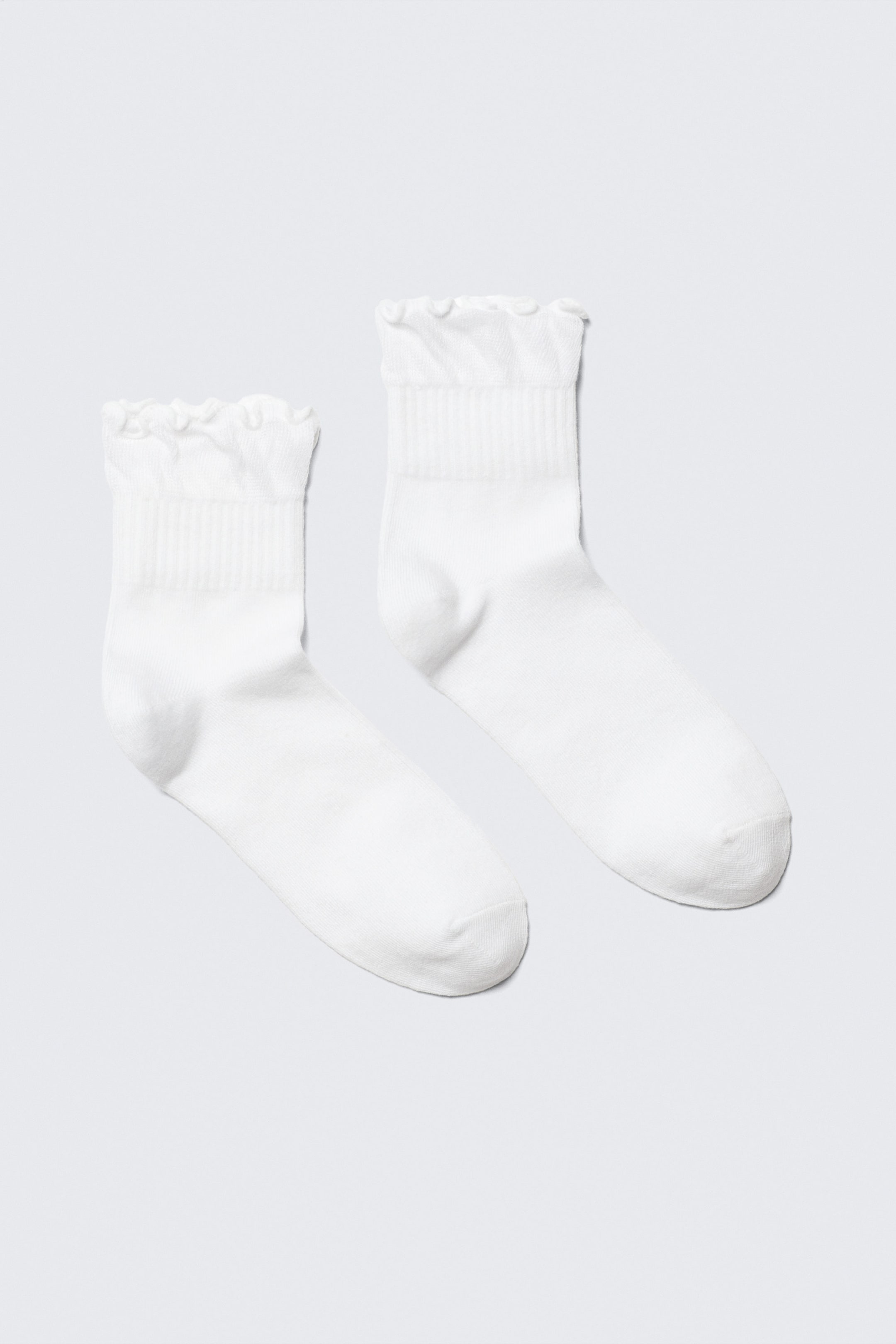 White - 2-pack Frill Edge Cotton-Blend Socks