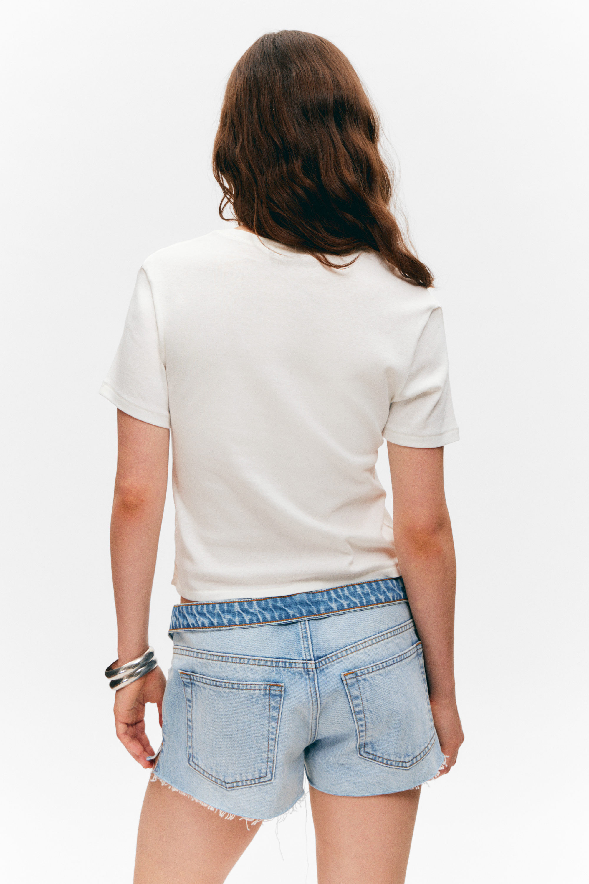 White - Dragon Fruit - Cropped Printed Ribbed Cotton T-shirt - 2